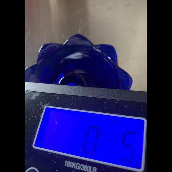 Vintage Cobalt Blue Glass Candlestick Holder - Picture 7 of 10